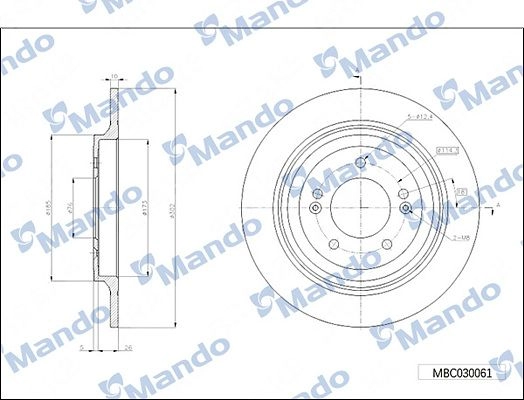 Тормозной диск MANDO MBC030061 M H2MY 1439987780