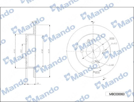 Тормозной диск MANDO YU6 UMJ MBC030063 1439987782