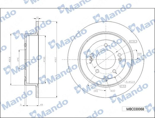 Тормозной диск MANDO WLT GL 1439987787 MBC030068 изображение 0