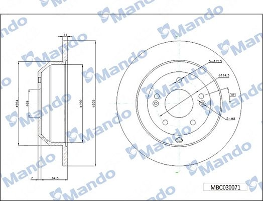 Тормозной диск MANDO MBC030071 1439987790 PI Z21