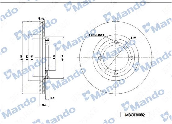 Тормозной диск MANDO MBC030082 1439987801 X4 4YC изображение 0