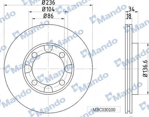 Тормозной диск MANDO ZZ ZLB2P 1439987819 MBC030100