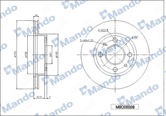 Тормозной диск MANDO L X8PQMF MBC030108 1439987827 изображение 0