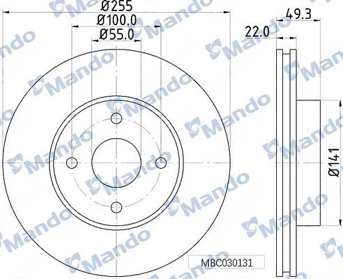 Тормозной диск MANDO MBC030131 1439987850 F10BY E