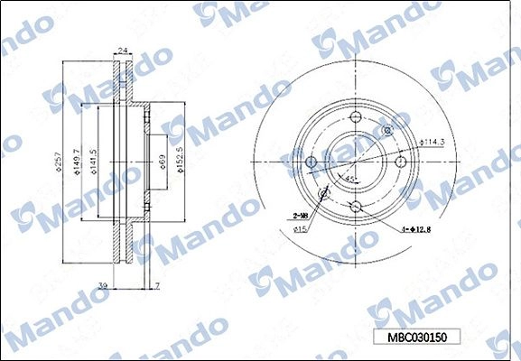 Тормозной диск MANDO 1439987869 6EAPG D MBC030150