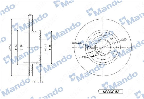 Тормозной диск MANDO NX D9AU MBC030153 1439987872
