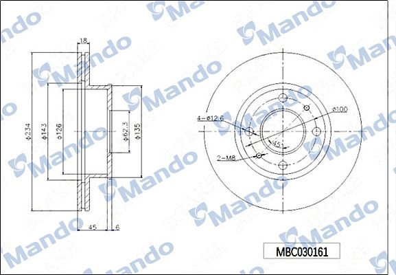 Тормозной диск MANDO JI7XIP B MBC030161 1439987880