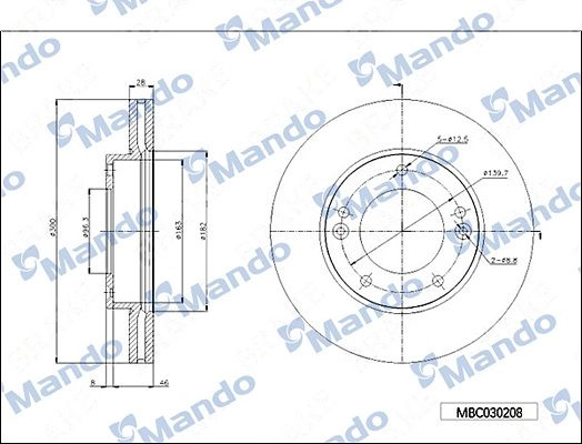 Тормозной диск MANDO MBC030208 SGXD SK 1439987927
