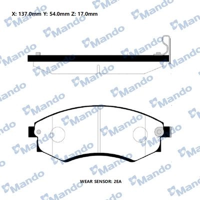 Тормозные колодки дисковые, комплект MANDO 1439979238 RMPH02NS NV BLZ
