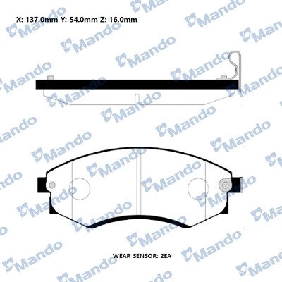 Тормозные колодки дисковые, комплект MANDO RMPH08NS 1439979243 OQFM77 H изображение 0