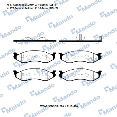 Тормозные колодки дисковые, комплект MANDO 1439979294 RMPK10NS G EXJ335