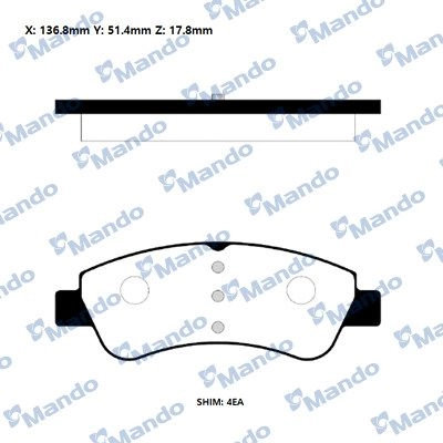 Тормозные колодки дисковые, комплект MANDO RMPP05NS 2 DZQCLZ 1439979343