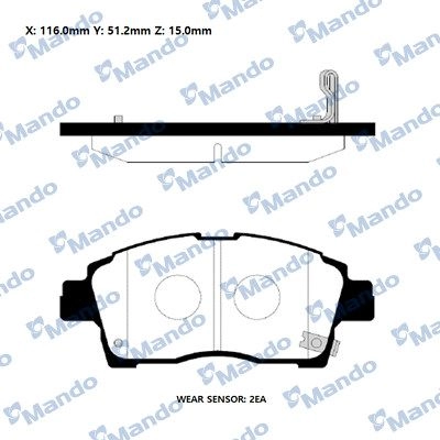 Тормозные колодки дисковые, комплект MANDO RMPT03NS 1439979350 O CJ91