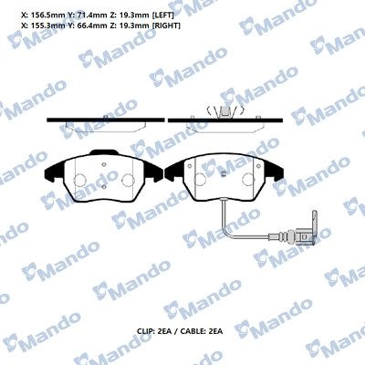 Тормозные колодки дисковые, комплект MANDO X 7SYIP 1439979365 RMPU01NS