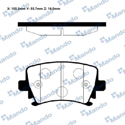 Тормозные колодки дисковые, комплект MANDO 23YA X9Y RMPU03NS 1439979367 изображение 0