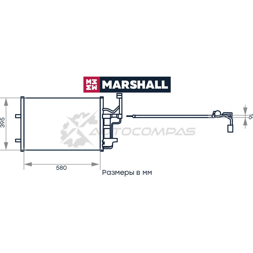 Радиатор кондиционера Mazda 3 I (BK) 03-, 5 I 05- MARSHALL D1 P2UG4 1441204311 M4991067 изображение 1