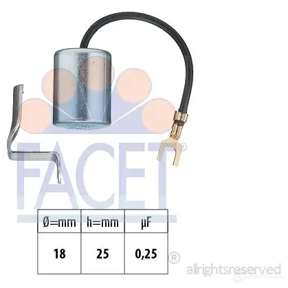 Конденсатор трамблера FACET KW 630 117 0.0617 1511041 EPS 1.130.117