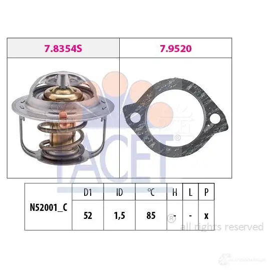 Термостат FACET EPS 1.880.354 7.8354 1515017 KW 580 354 изображение 0