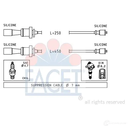 Высоковольтные провода зажигания FACET KW 358 241 4.7241 1512639 EPS 1.499.241 изображение 0