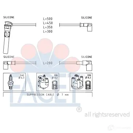 Высоковольтные провода зажигания FACET 4.9900 EPS 1.501.900 1512921 KW 360 900 изображение 0