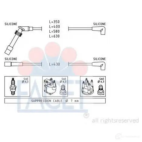 Высоковольтные провода зажигания, комплект FACET EPS 1.501.528 49528 KW 360 528 1512829 изображение 0