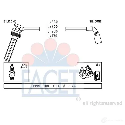 Высоковольтные провода зажигания FACET 4.7249 EPS 1.499.249 1512646 KW 358 249 изображение 0