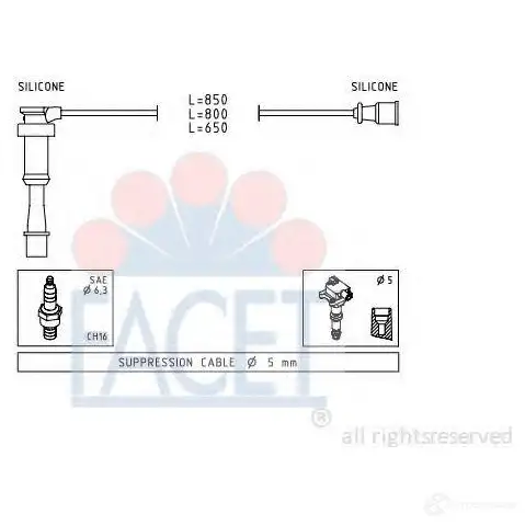 Высоковольтные провода зажигания, комплект FACET 1512909 49845 EPS 1.501.845 KW 360 845