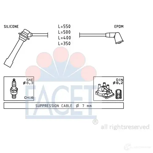 Высоковольтные провода зажигания FACET EPS 1.501.231 KW 360 231 4.9231 1512758 изображение 0