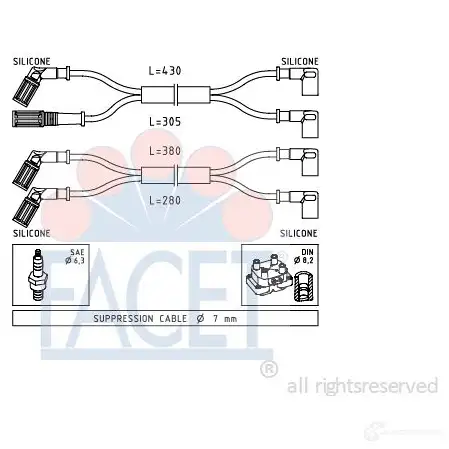 Высоковольтные провода зажигания FACET 1512740 4.8889 EPS 1.500.889 KW 359 889 изображение 0