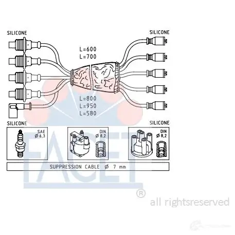 Высоковольтные провода зажигания FACET EPS 1.500.747 KW 359 747 4.8747 1512725 изображение 0