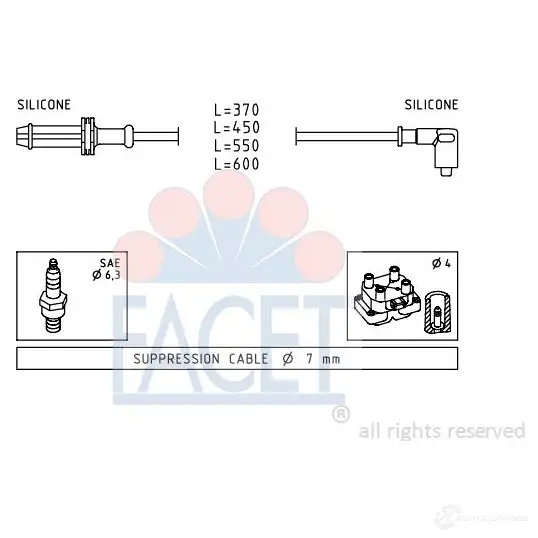 Высоковольтные провода зажигания FACET 1512747 EPS 1.501.025 KW 360 025 4.9025