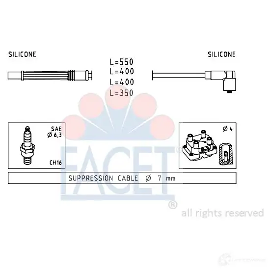 Высоковольтные провода зажигания FACET 1512630 4.7229 EPS 1.499.229 KW 358 229 изображение 0