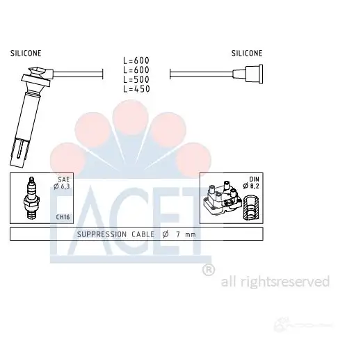 Высоковольтные провода зажигания, комплект FACET EPS 1.499.100 1512614 47100 KW 358 100 изображение 0