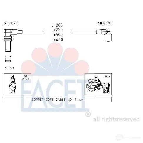 Высоковольтные провода зажигания FACET KW 358 247 EPS 1.499.247 1512644 4.7247 изображение 0