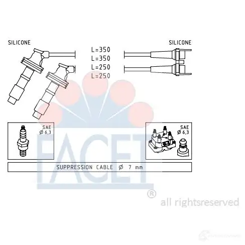 Высоковольтные провода зажигания FACET EPS 1.499.061 4.7061 KW 358 061 1512611 изображение 0