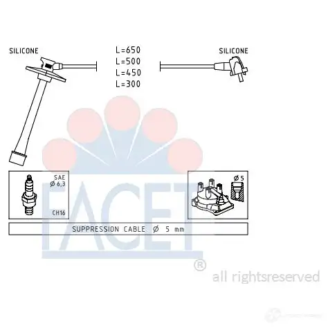 Высоковольтные провода зажигания FACET 1512898 EPS 1.501.793 4.9793 KW 360 793 изображение 0