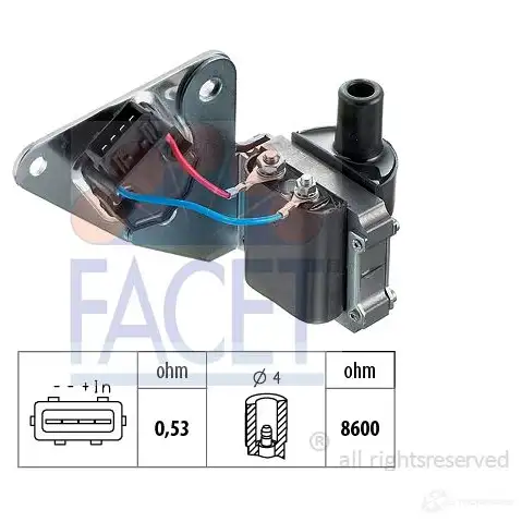Элемент катушки зажигания FACET EPS 1.990.423 9.8123 1516712 KW 490 423 изображение 0