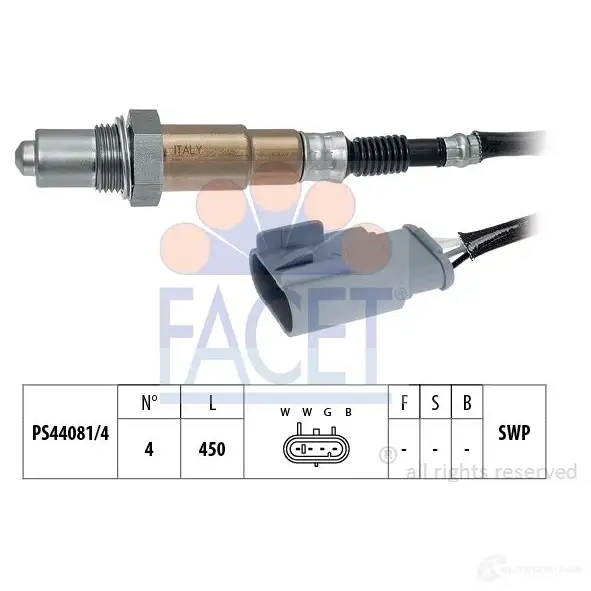 Лямбда зонд, кислородный датчик FACET KW 498 380 10.8380 EPS 1.998.380 1193955475