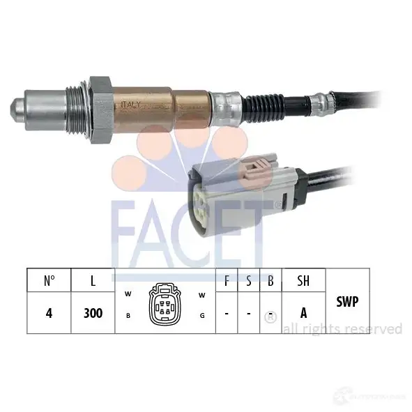 Лямбда зонд, кислородный датчик FACET 10.8367 KW 498 367 EPS 1.998.367 1193955457 изображение 0