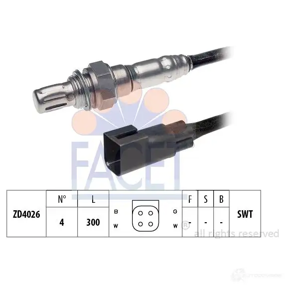 Лямбда зонд, кислородный датчик FACET 1511725 EPS 1.997.296 10.7296 KW 497 296 изображение 0