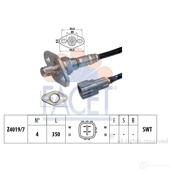 Лямбда зонд, кислородный датчик FACET 10.7370 EPS 1.997.370 1511758 KW 497 370