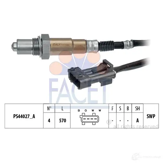 Лямбда зонд, кислородный датчик FACET 10.8334 KW 498 334 EPS 1.998.334 1512103