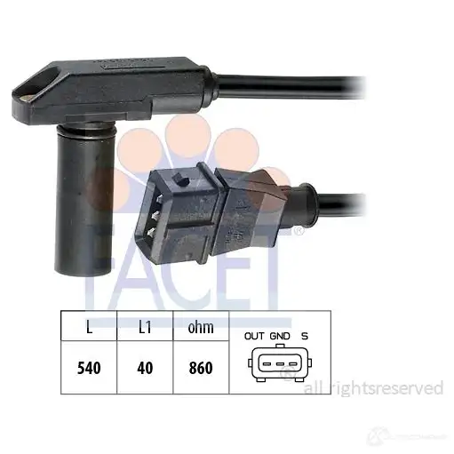Датчик коленвала, импульсов FACET KW 453 182 EPS 1.953.182 1515841 9.0182