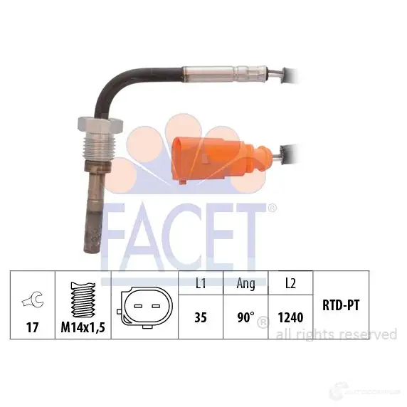 Датчик температуры выхлопных газов FACET GML0LO J 1437422649 22.0061 изображение 0