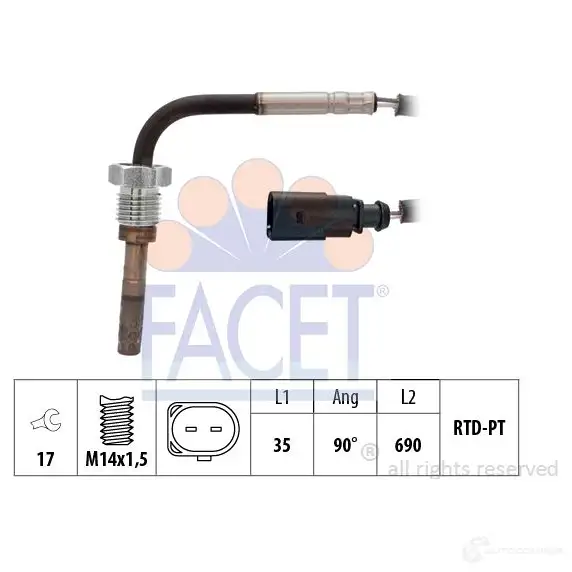Датчик температуры выхлопных газов FACET 1437422976 QEPS M 22.0145