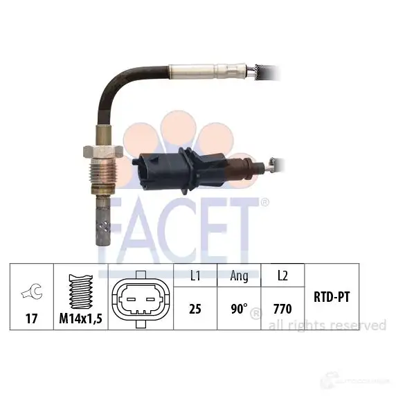 Датчик температуры выхлопных газов FACET 1437422166 22.0147 P8S TA9X