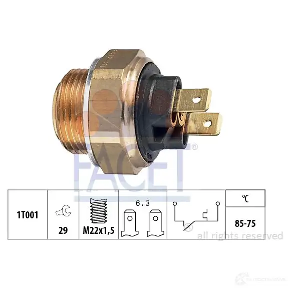 Датчик вентилятора радиатора FACET 1514366 7.5008 EPS 1.850.008 KW 550 008 изображение 0