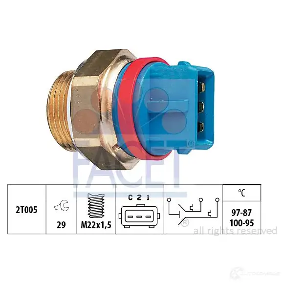 Датчик вентилятора радиатора FACET 1514542 KW 550 631 EPS 1.850.631 7.5631 изображение 0