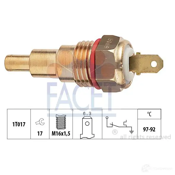 Датчик вентилятора радиатора FACET 1514406 EPS 1.850.069 KW 550 069 7.5069 изображение 0