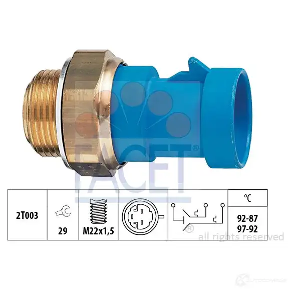 Датчик вентилятора радиатора FACET 7.5681 KW 550 681 1514582 EPS 1.850.681